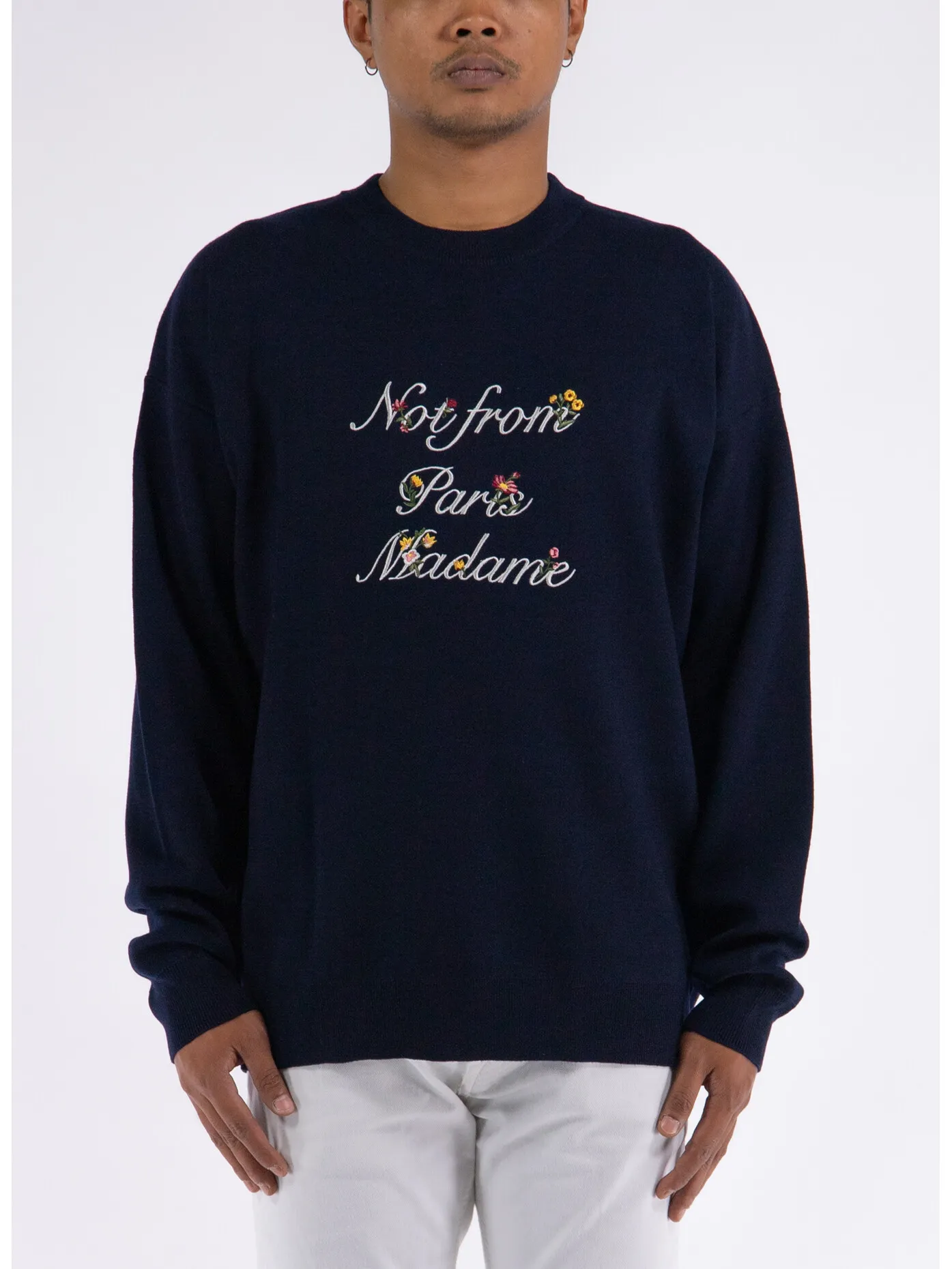     -DROLE DE MONSIEUR    -MAGLIONE SLOGAN A FLEURS-