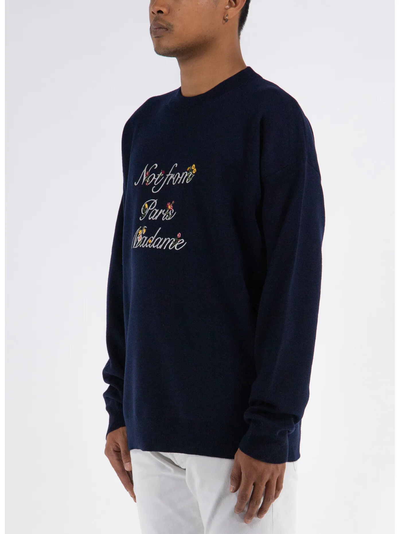     -DROLE DE MONSIEUR    -MAGLIONE SLOGAN A FLEURS-