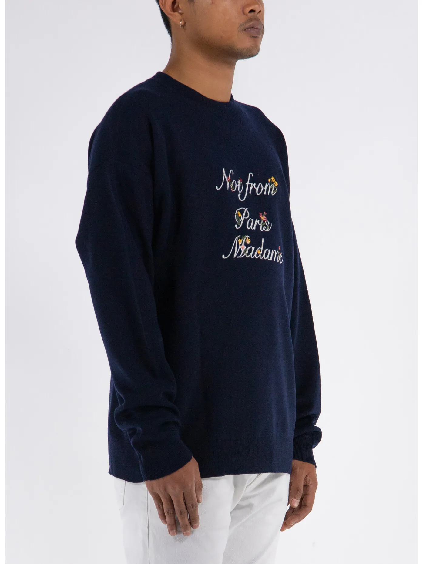     -DROLE DE MONSIEUR    -MAGLIONE SLOGAN A FLEURS-