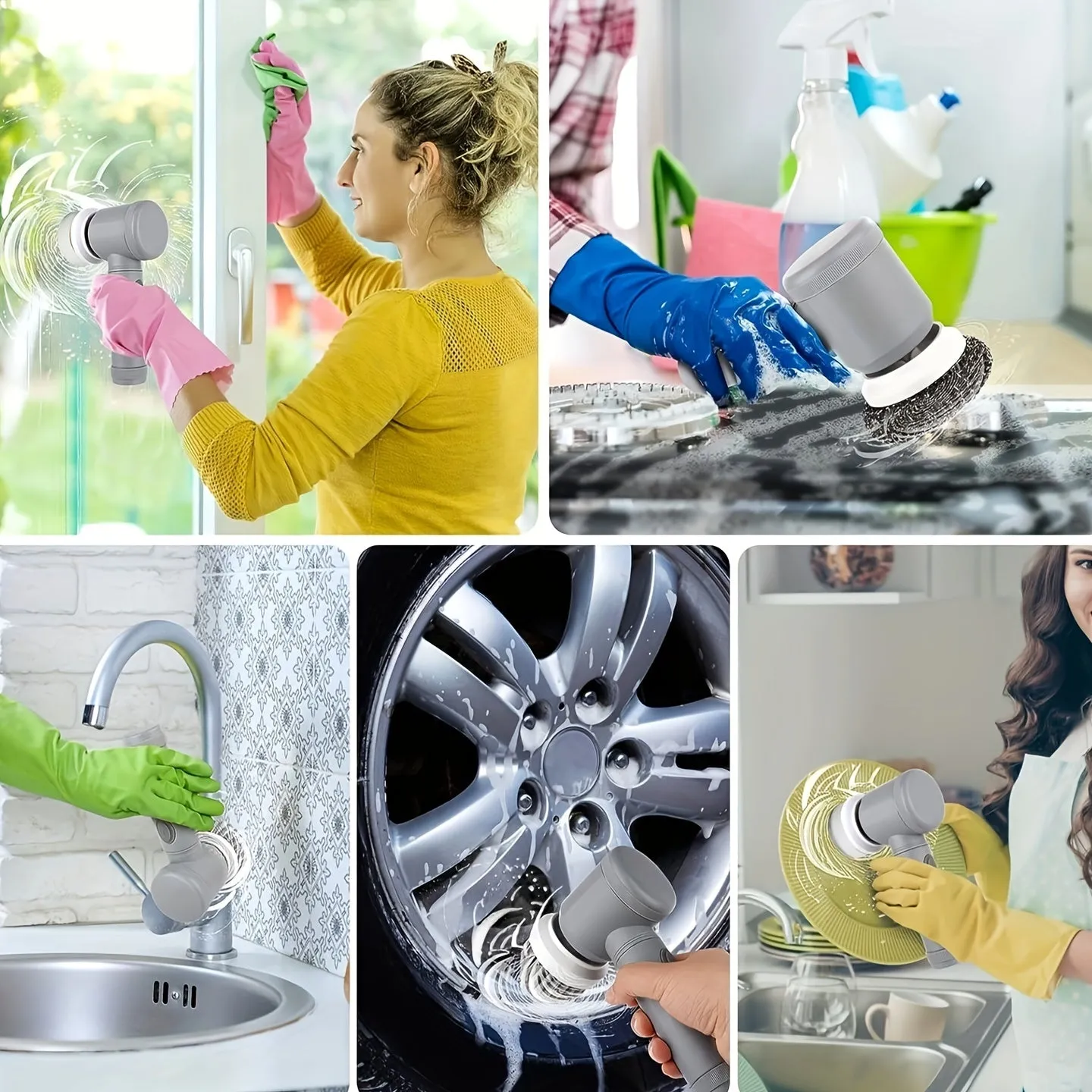 1 Set, Lavapavimenti Elettrico Con Rotazione Da 3 A 6 Testine Sostituibili, Lavapavimenti Da Cucina Senza Fili, Impermeabile IPX