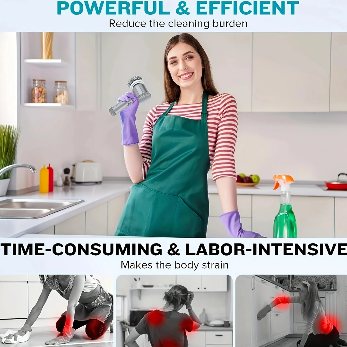 1 Set, Lavapavimenti Elettrico Con Rotazione Da 3 A 6 Testine Sostituibili, Lavapavimenti Da Cucina Senza Fili, Impermeabile IPX