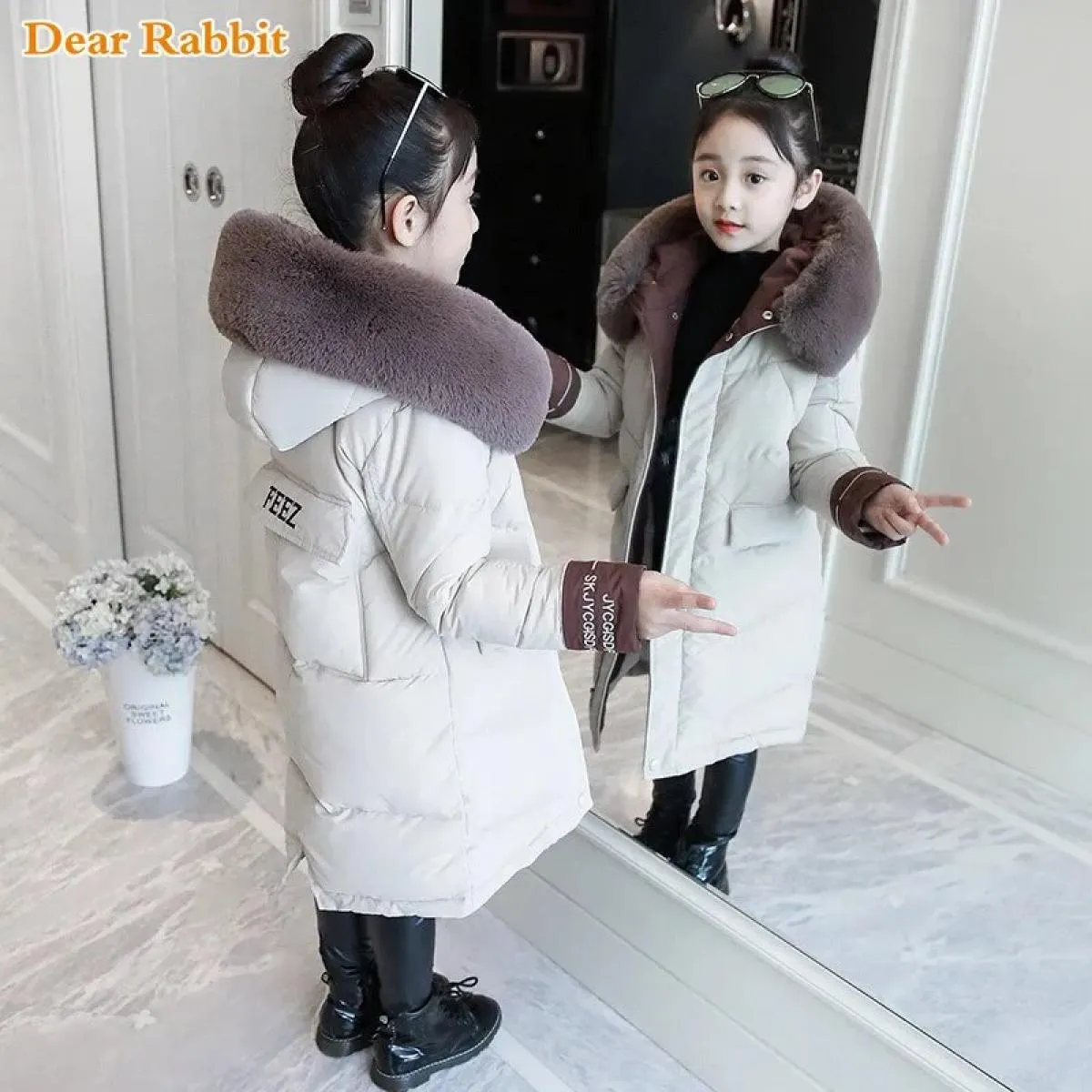 2022 moda bambini piumino invernale in cotone abbigliamento per ragazza abbigliamento per bambini caldo Parka spesso collo di pe