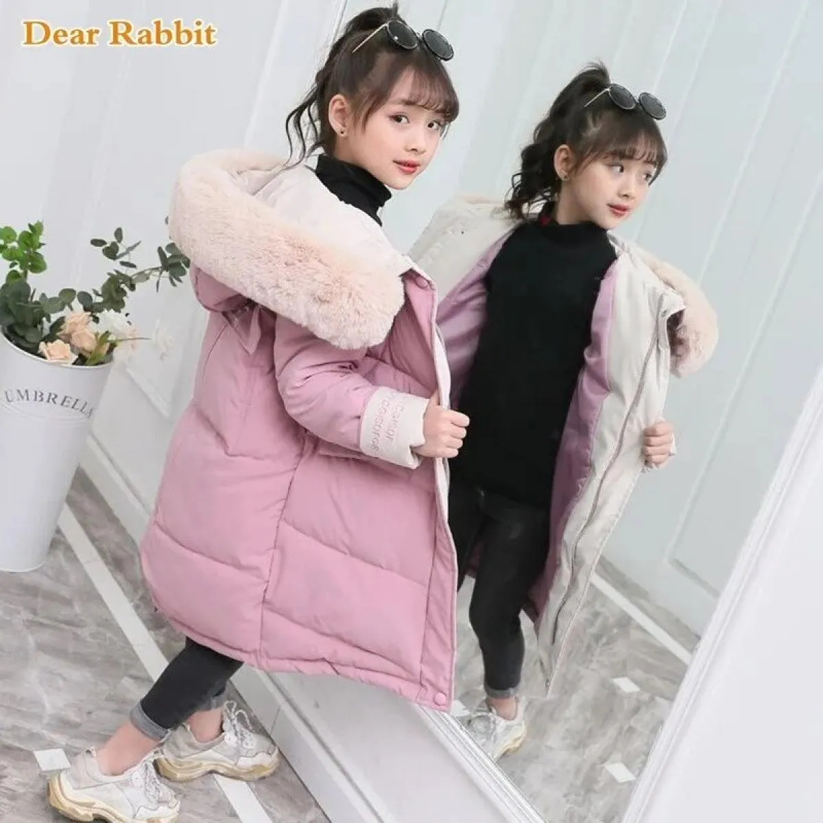 2022 moda bambini piumino invernale in cotone abbigliamento per ragazza abbigliamento per bambini caldo Parka spesso collo di pe