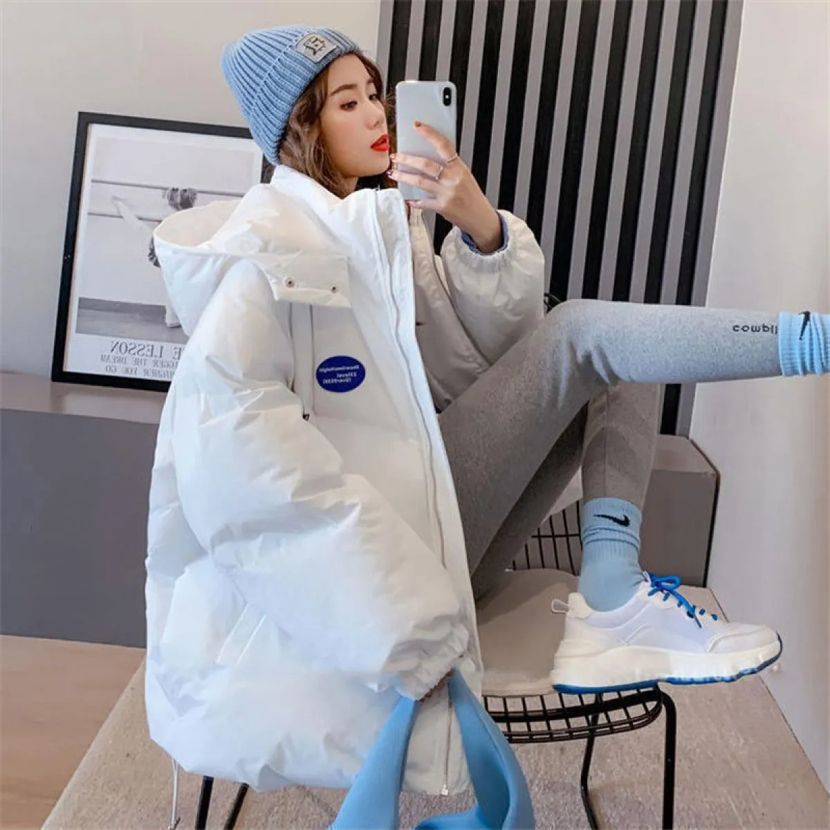 2022 nuovo piumino invernale in cotone da donna cappotto Parka con cappuccio caldo spesso solido femminile moda allentata Casual