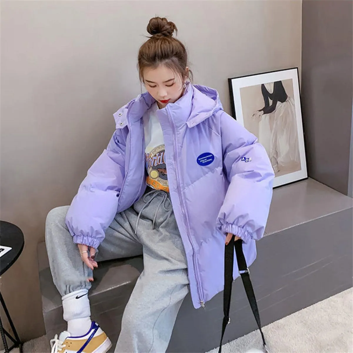 2022 nuovo piumino invernale in cotone da donna cappotto Parka con cappuccio caldo spesso solido femminile moda allentata Casual