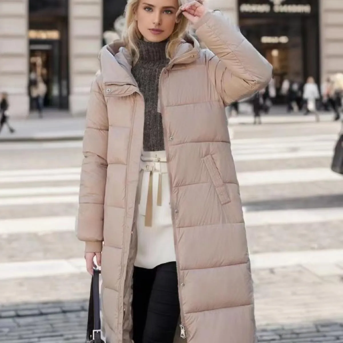 2023 Cappotto lungo invernale da donna Piumino femminile imbottito in cotone con cappuccio Cappotto Parka Mujer Spessore Lady Wa