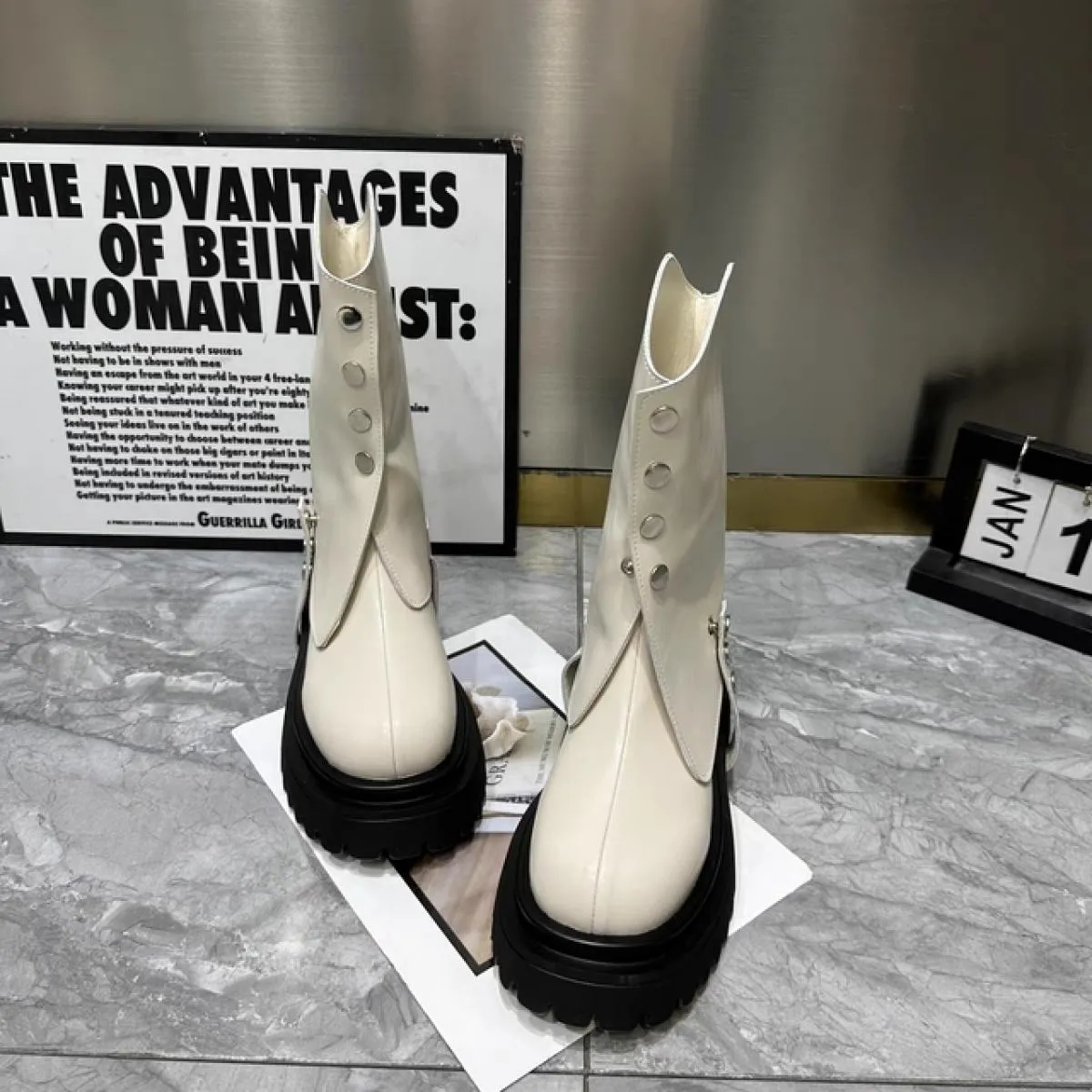 2023 Donne di Inverno Scarpe Tacco Medio Chunky Nuovo Chelsea Bootssnow Marchio di Moda Punk Goth Stivali da Moto Botas Signore