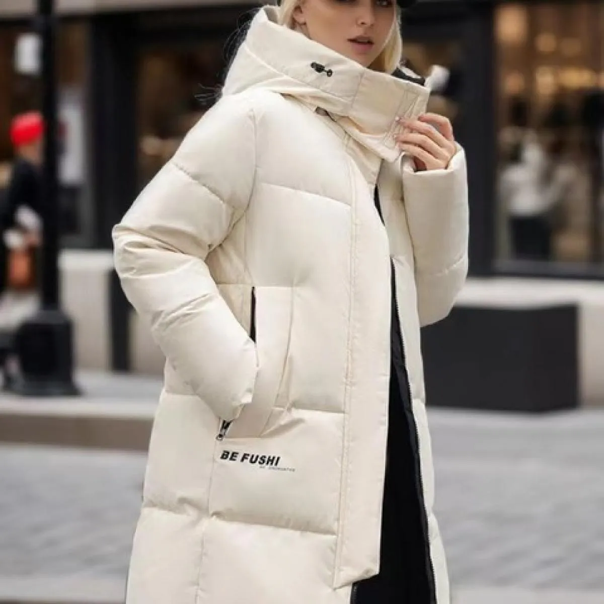 2023 giacca invernale lunga in piumino di cotone moda donna solido caldo Parka con cappuccio cerniera allentata casual cappotto