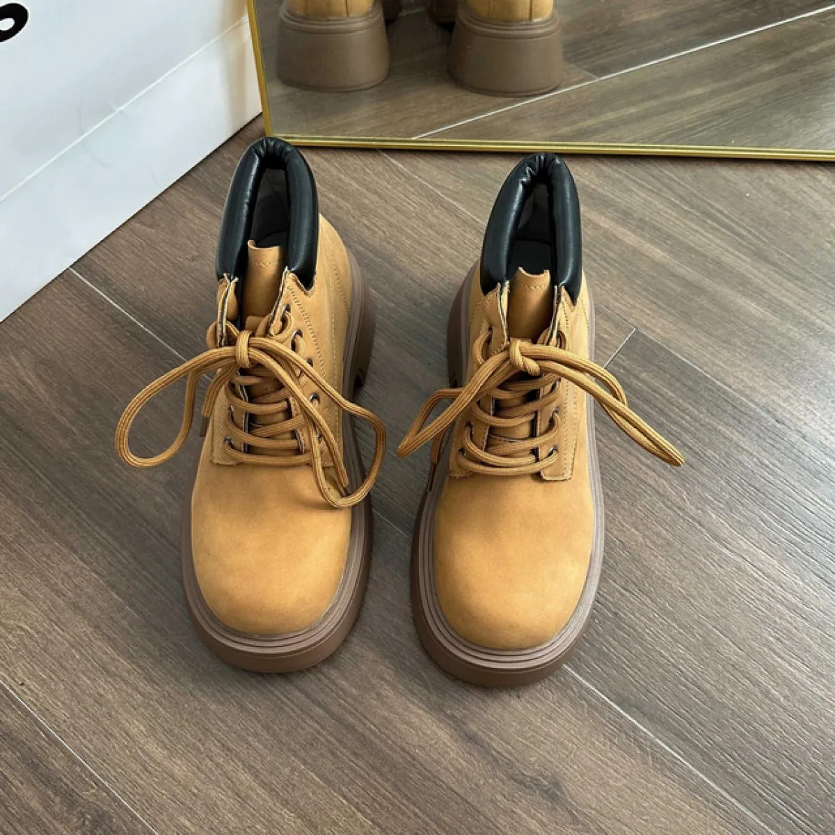 2023 Inverno Nuova Tendenza Delle Donne Chelsea Stivali Tacchi Medi Scarpe Alla Caviglia Lace Up Punk Grosso Stivali da Neve Del