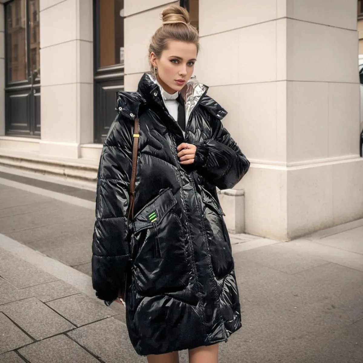 2023 inverno nuovo piumino in cotone cappotto da donna viso luminoso lavaggio sciolto giacca imbottita femminile di grandi dimen