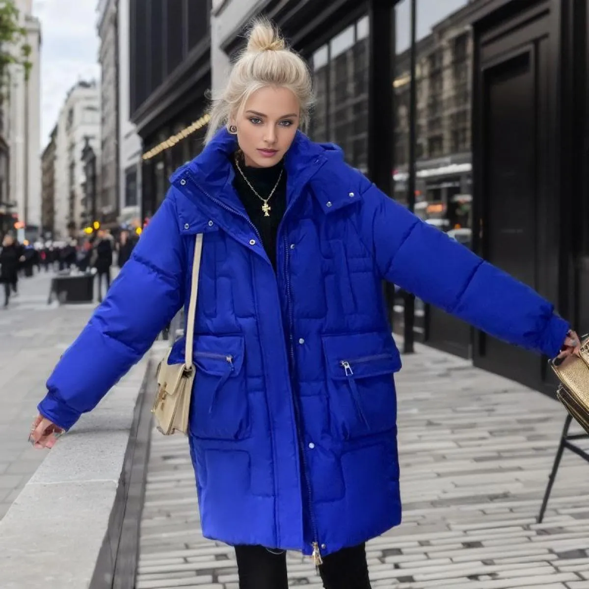 2023 inverno piumino giacca di cotone addensare soprabito Parka allentato caldo cappotto imbottito da donna di media lunghezza n