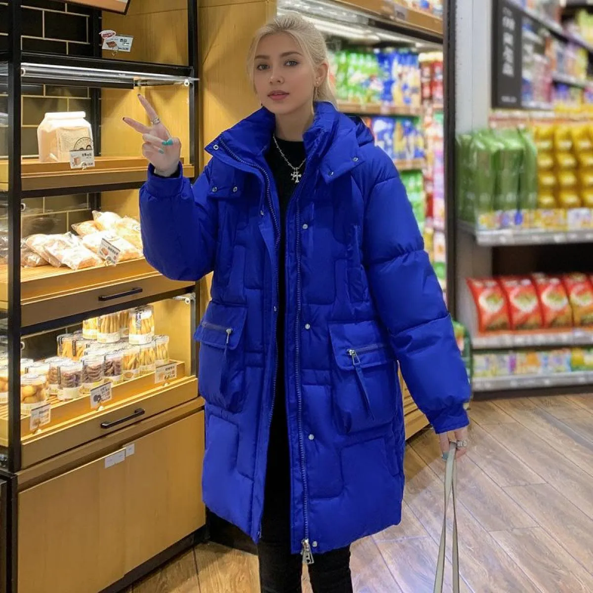 2023 inverno piumino giacca di cotone addensare soprabito Parka allentato caldo cappotto imbottito da donna di media lunghezza n