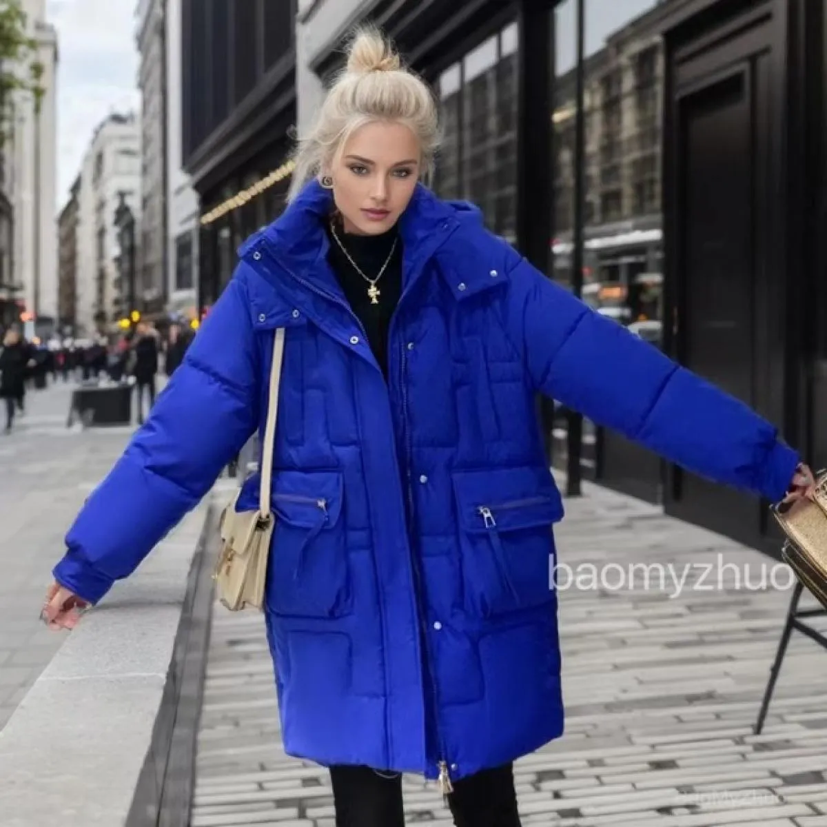 2023 inverno piumino giacca di cotone addensare soprabito Parka allentato caldo cappotto imbottito da donna di media lunghezza n