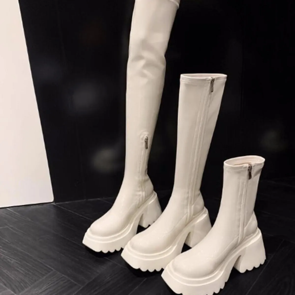 2023 inverno sopra la piattaforma del ginocchio scarpe da donna stivali Chelsea con tacco medio nuova tendenza moda stivali da m