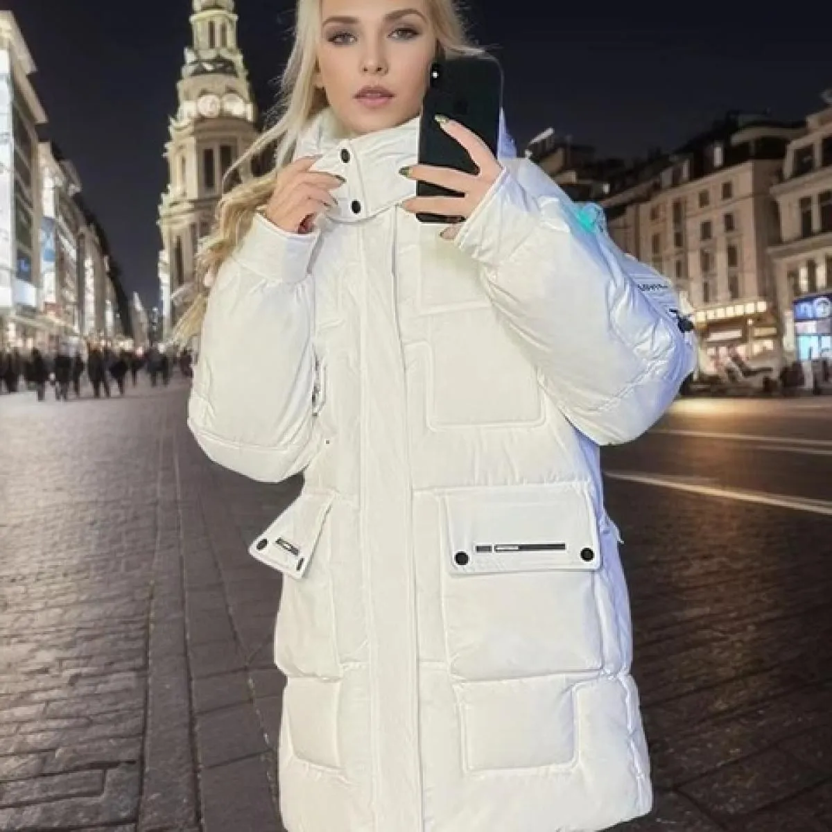 2023 moda invernale piumino in cotone giacca da donna con cerniera allentata Parka cappotto bianco femminile solido addensato pi
