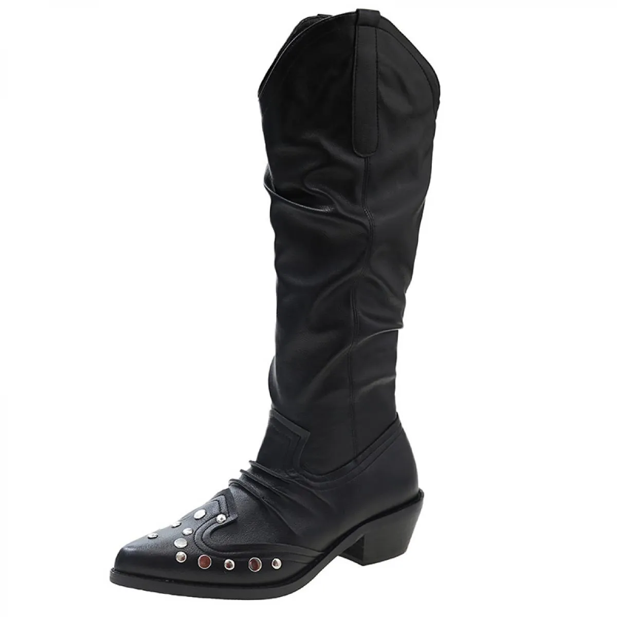 2023 Nuova Tendenza Chelsea Stivali Donna Tacco Medio Al Ginocchio Scarpe Alta Moda Inverno Casual Pompe Stivali da Moto Goth Mu