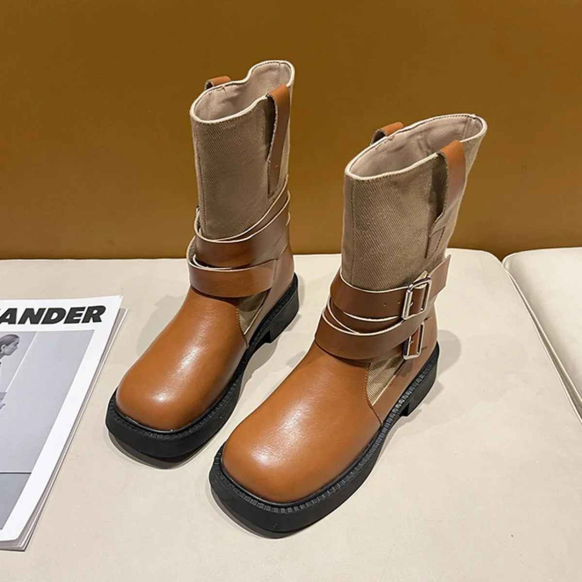 2023 nuova tendenza stivali Chelsea a metà polpaccio scarpe con plateau da donna stivali invernali moda punk pompe Casual Goth d