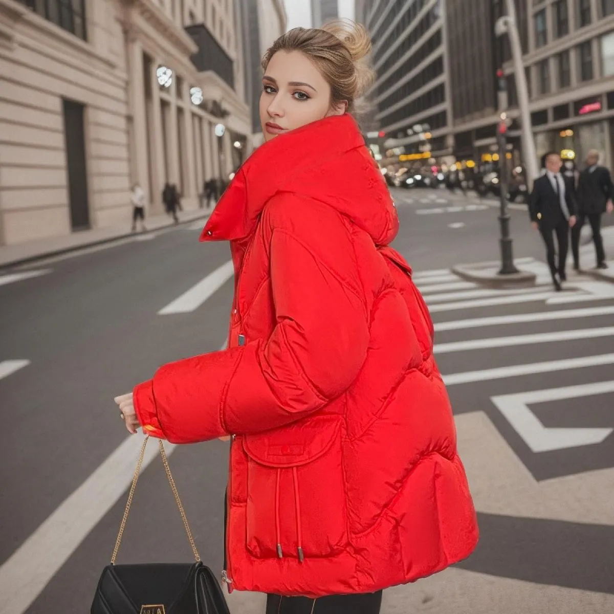 2023 nuove donne invernali Parka con cappuccio piumino di pane bianco spesso allentato casual caldo giacca imbottita in cotone c