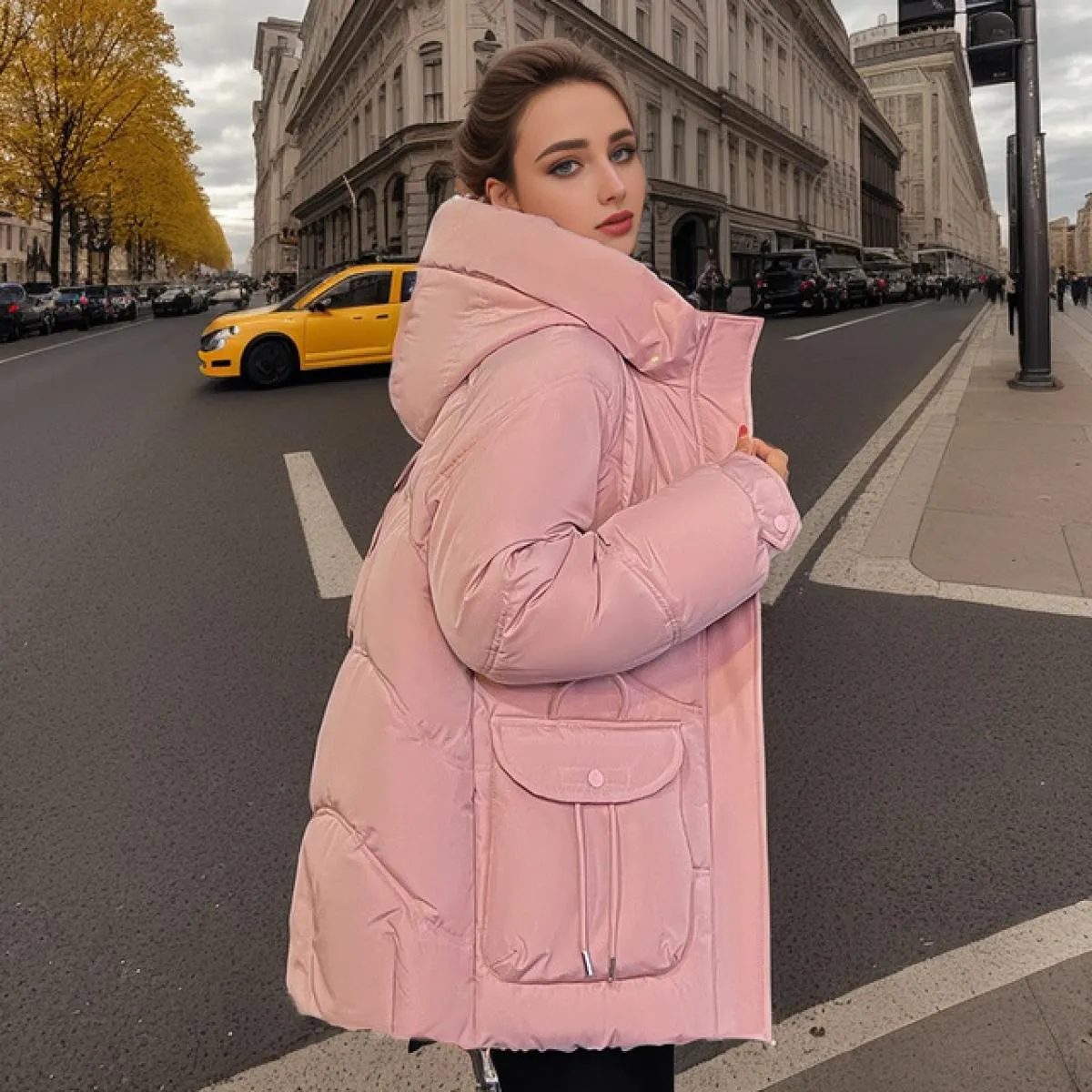 2023 nuove donne invernali Parka con cappuccio piumino di pane bianco spesso allentato casual caldo giacca imbottita in cotone c