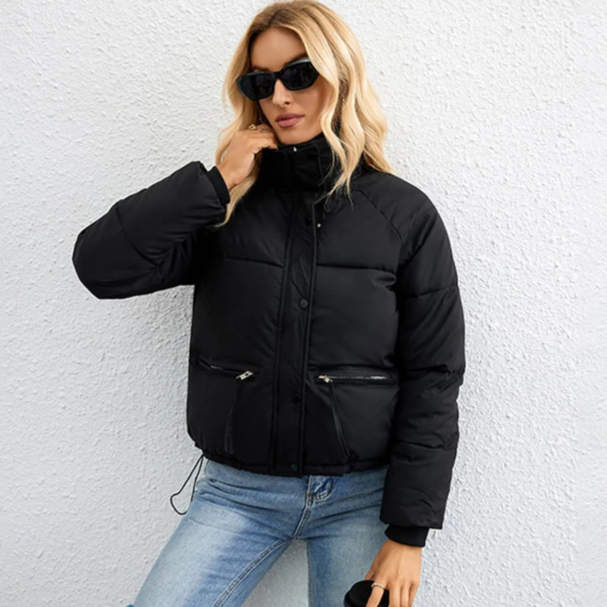 2023 nuovo autunno inverno piumino donna Casual cerniera spessa calda Parka cappotto cotone femminile nero bianco pantaloncini l