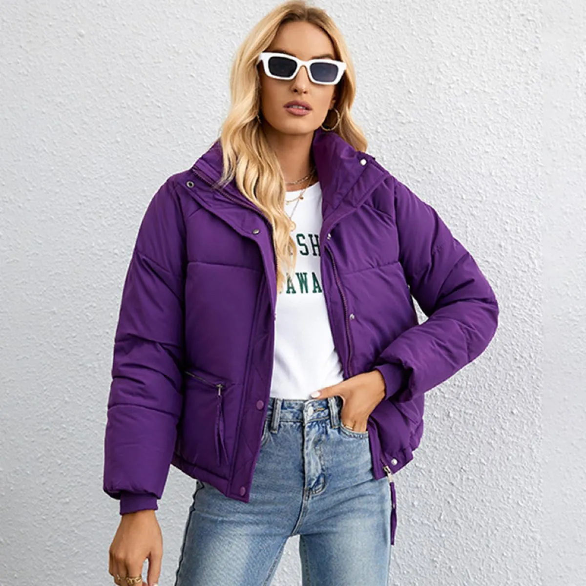 2023 nuovo autunno inverno piumino donna Casual cerniera spessa calda Parka cappotto cotone femminile nero bianco pantaloncini l