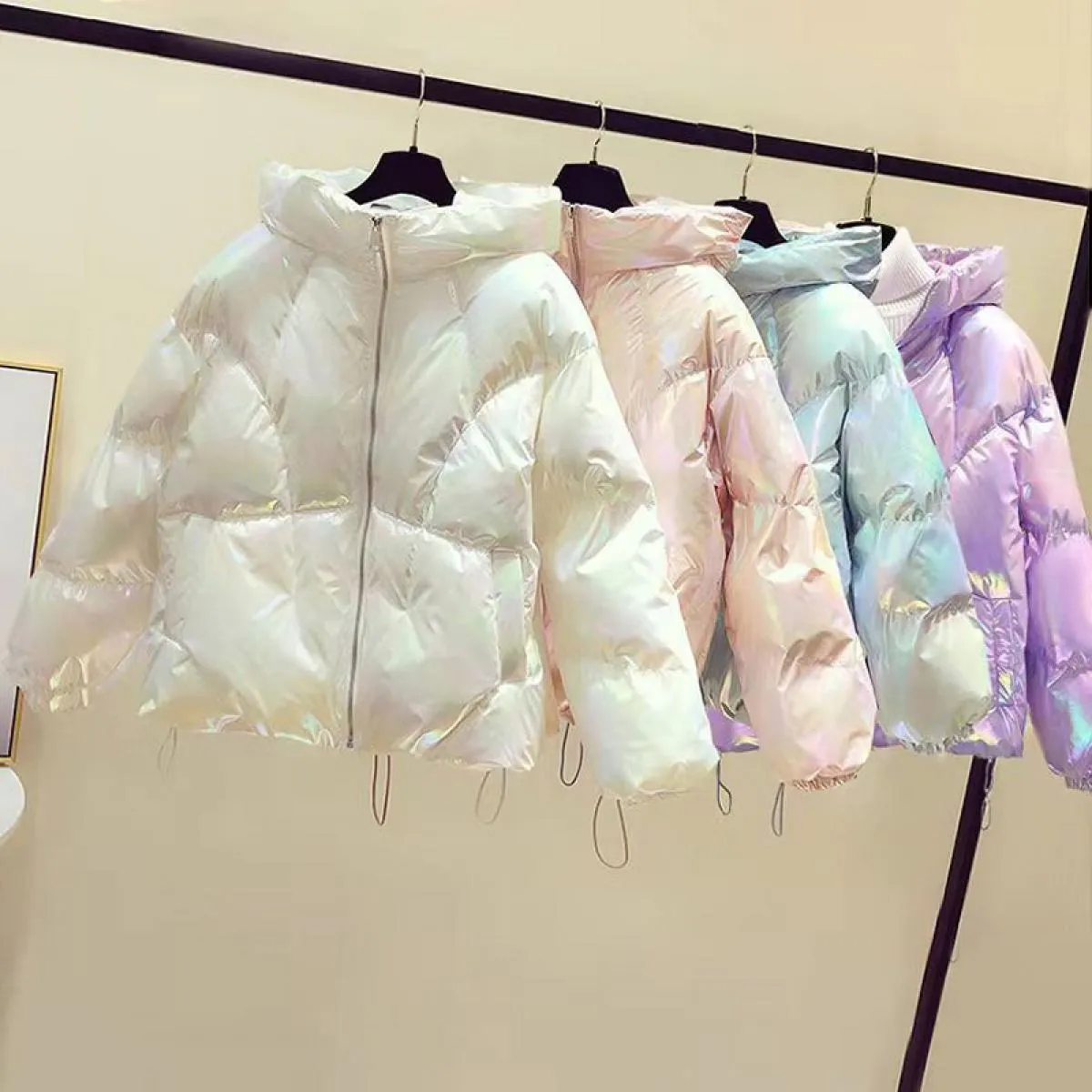 2023 piumino invernale di colore brillante da donna cerniere bianche cappotto parka in velluto sciolto femminile solido ispessim