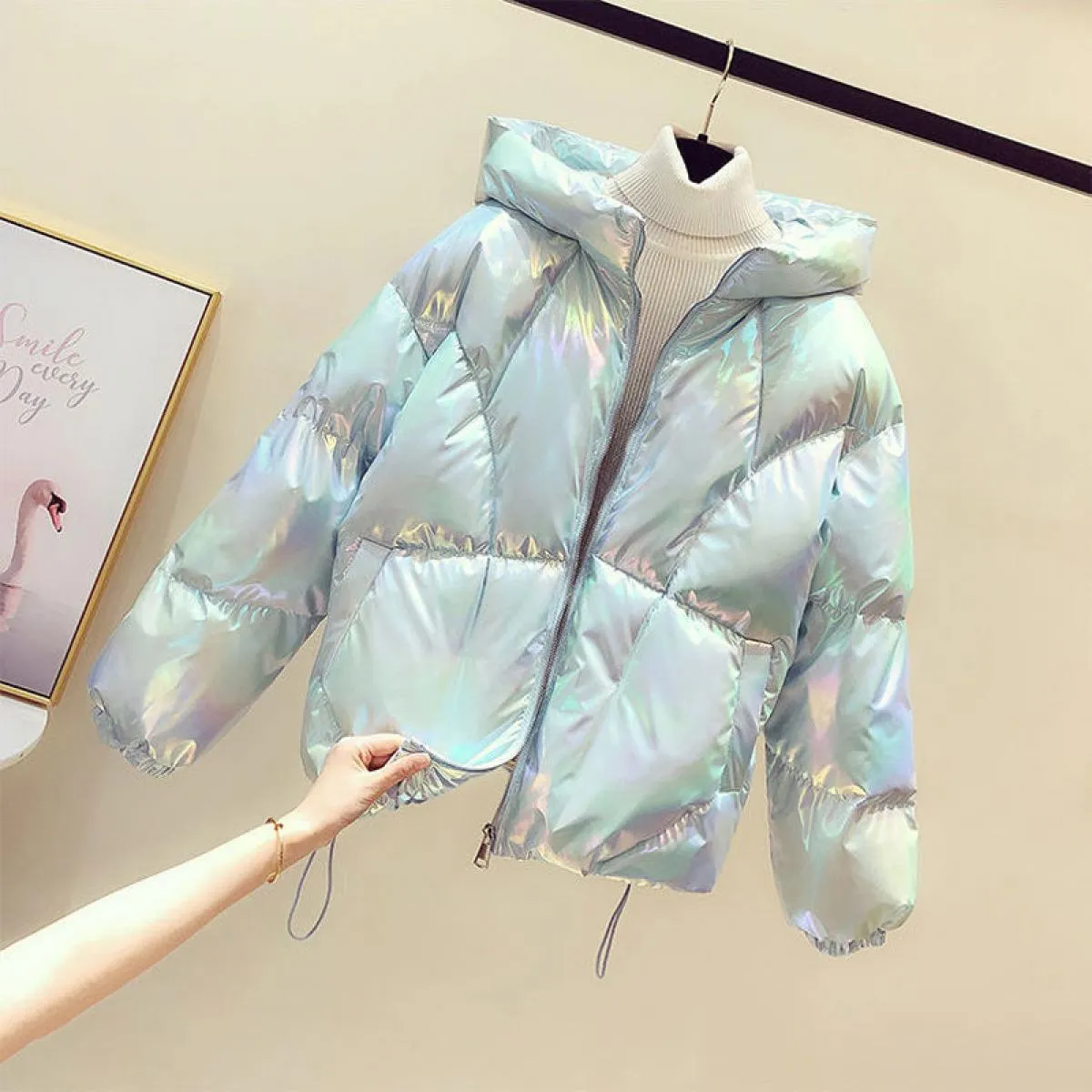 2023 piumino invernale di colore brillante da donna cerniere bianche cappotto parka in velluto sciolto femminile solido ispessim