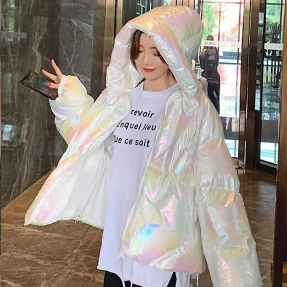 2023 piumino invernale di colore brillante da donna cerniere bianche cappotto parka in velluto sciolto femminile solido ispessim