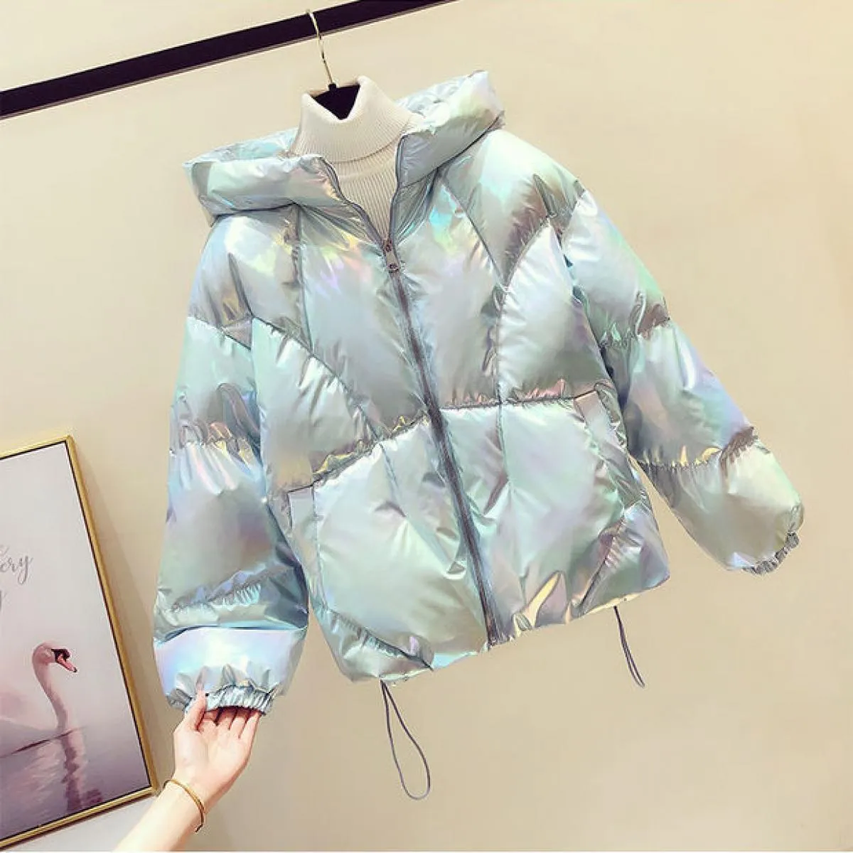 2023 piumino invernale di colore brillante da donna cerniere bianche cappotto parka in velluto sciolto femminile solido ispessim