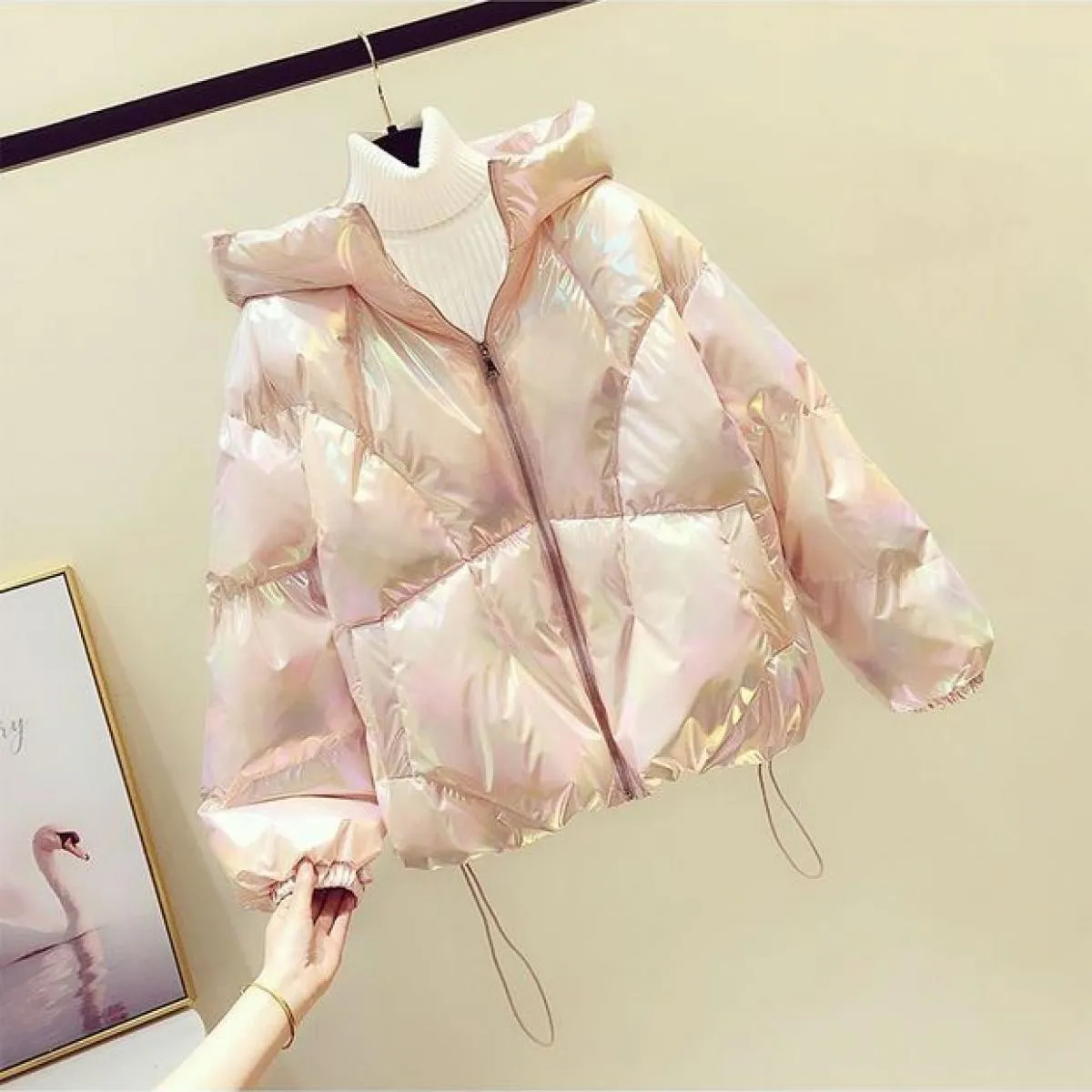 2023 piumino invernale di colore brillante da donna cerniere bianche cappotto parka in velluto sciolto femminile solido ispessim