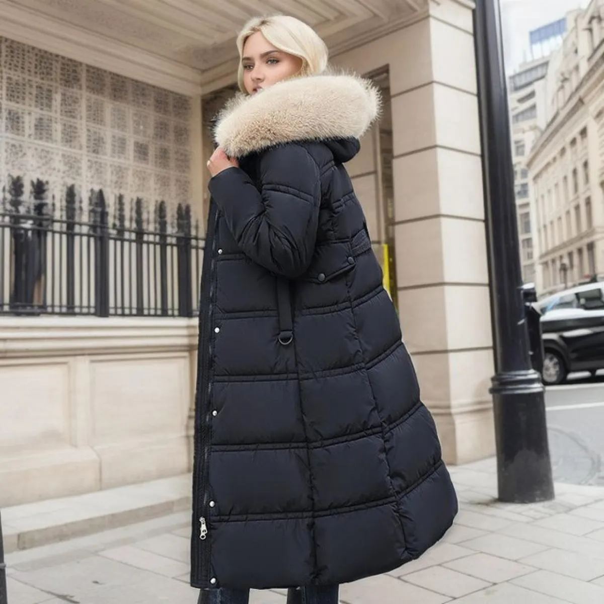 2023 piumino invernale in cotone lungo cappotto da donna giacca in pelliccia ispessimento moda Parka femminile solido caldo cern