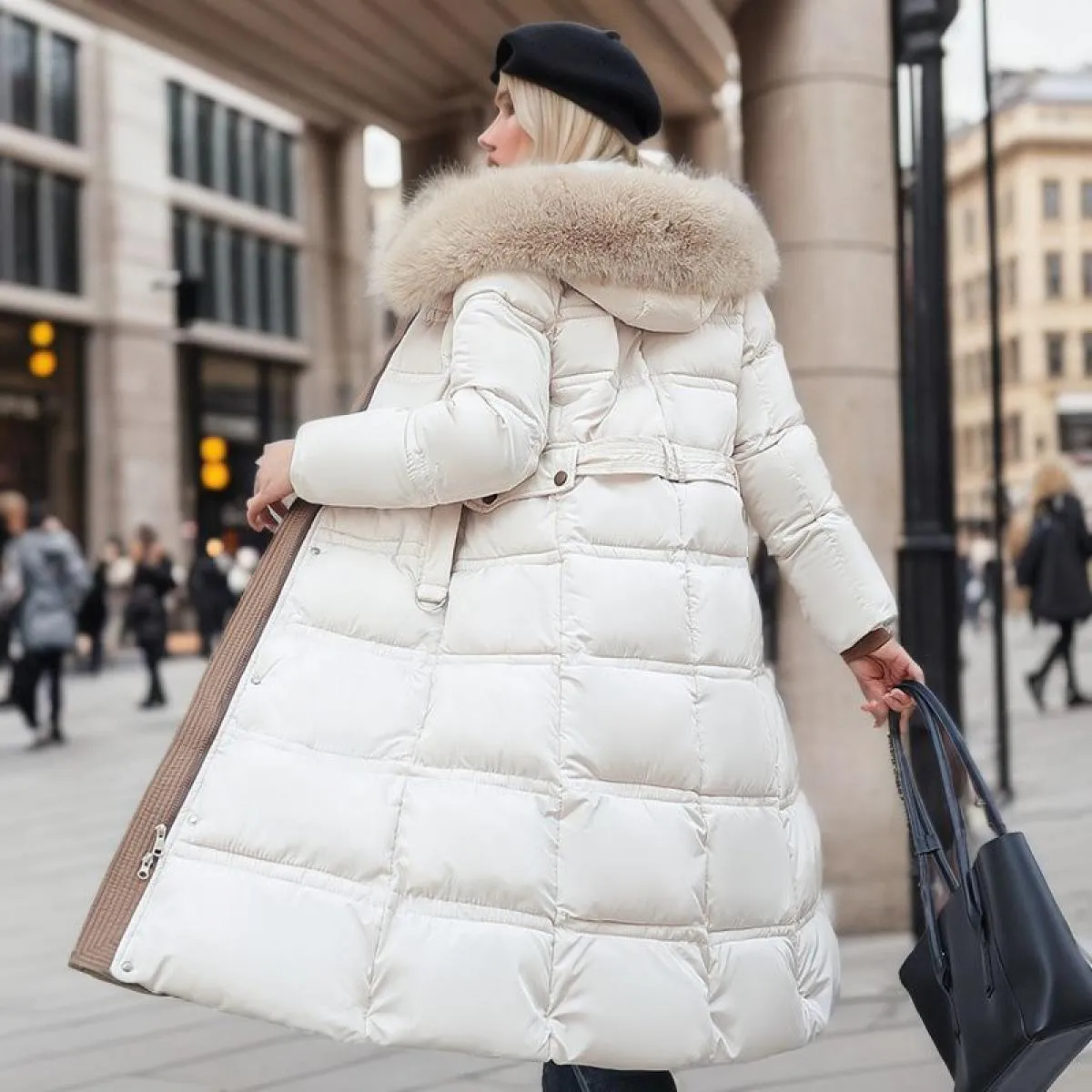 2023 piumino invernale in cotone lungo cappotto da donna giacca in pelliccia ispessimento moda Parka femminile solido caldo cern