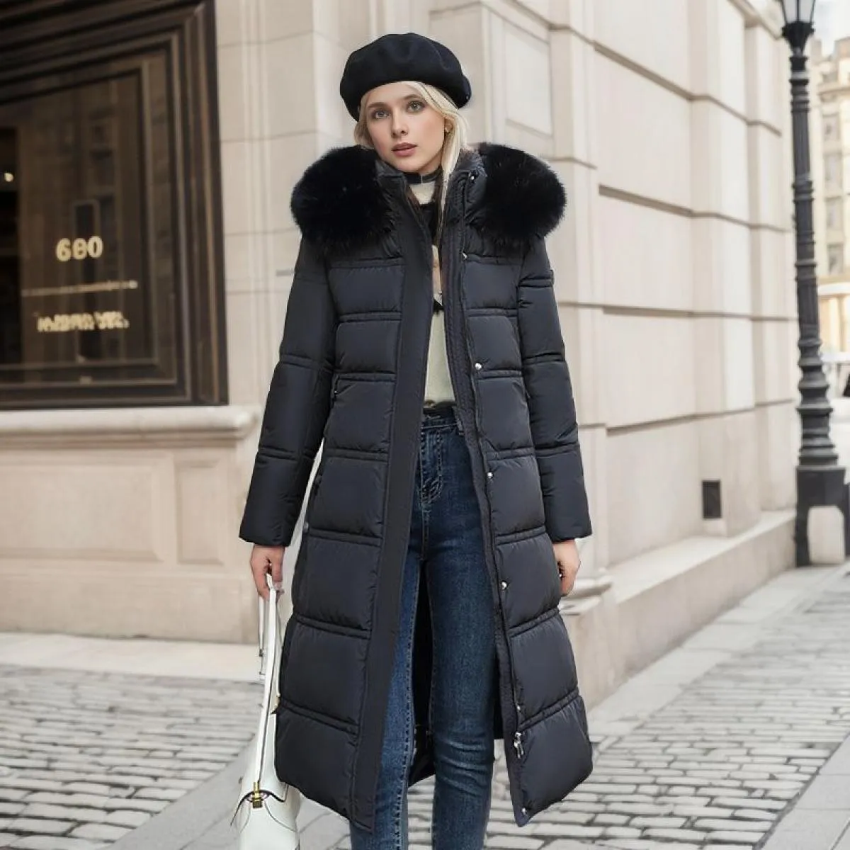 2023 piumino invernale in cotone lungo cappotto da donna giacca in pelliccia ispessimento moda Parka femminile solido caldo cern