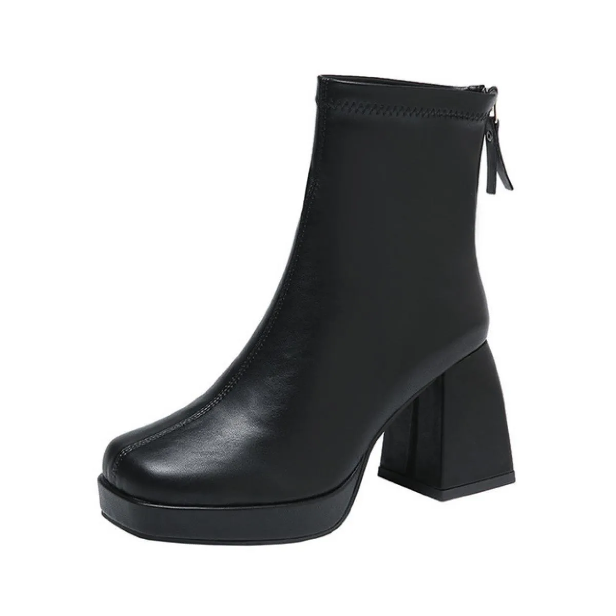 2023 Stivaletti da donna neri Stivali da donna in pelle Pu da donna a tubo corto Stivali con cerniera da donna Scarpe moda da do