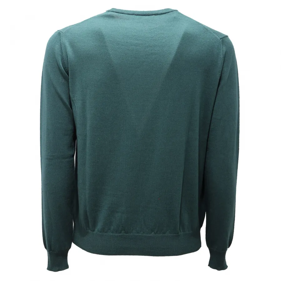 5327AF maglione uomo AQUASCUTUM green wool sweater men