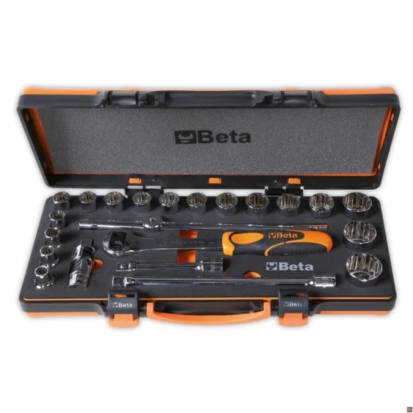 920U/C17M - assortimento di 17 chiavi a bussola multimpronta e 5 accessori in termoformato morbido, in cassetta di lamiera BETA 