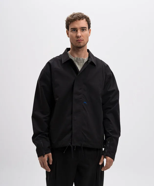 A Cold Wall Giacca a vento nera con ricamo logo ACWMSH145