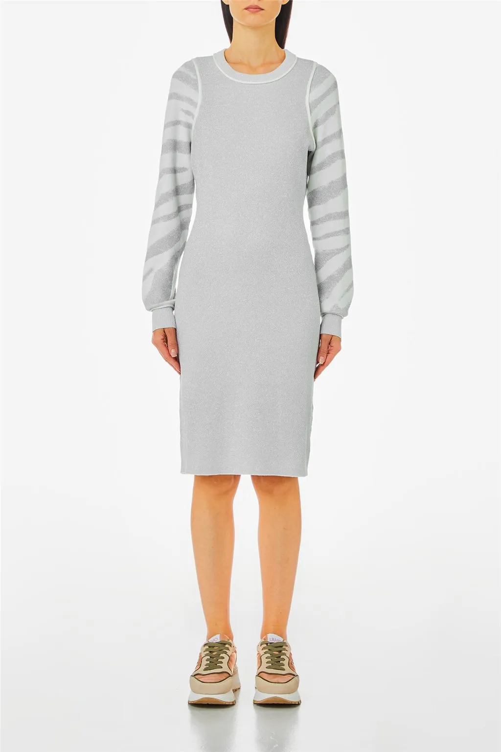 Abito animalier da donna Liu Jo in maglia bianco argento 4108