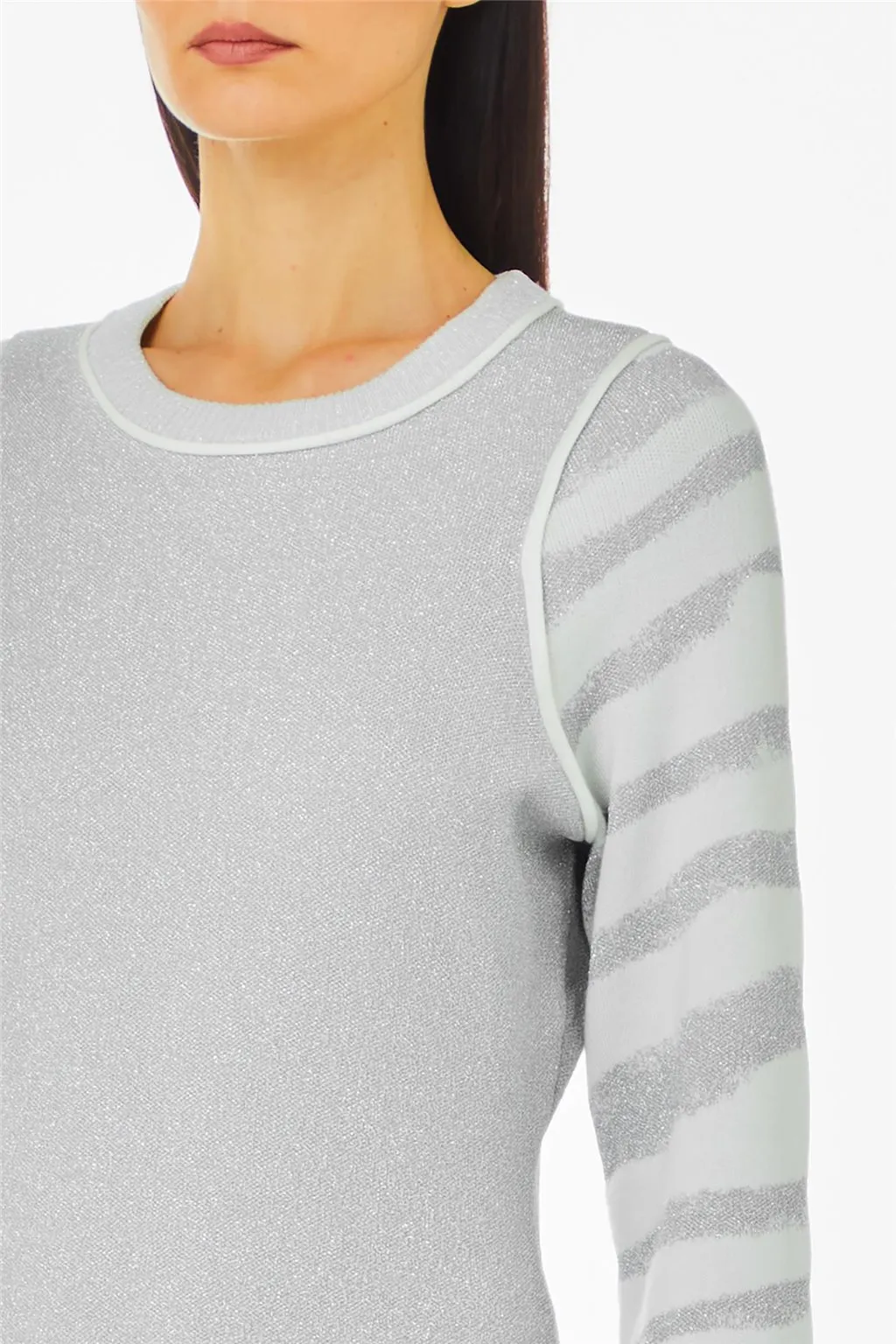 Abito animalier da donna Liu Jo in maglia bianco argento 4108