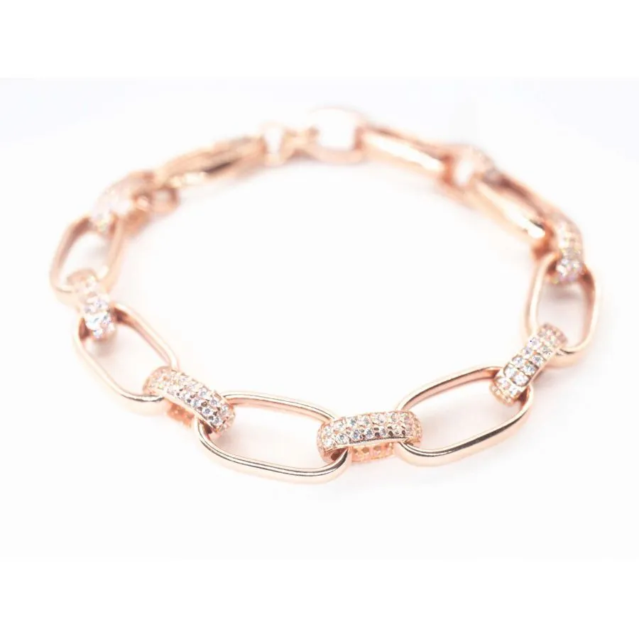 ALISEI Bracciale Losanghe Maxi Bianco ag925 rosè