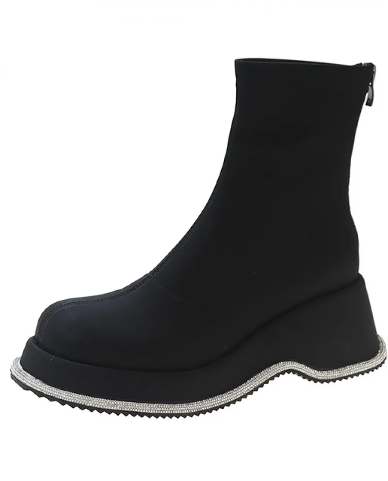 Alti al ginocchio Zeppe Tacchi Alti Donne Calde Stivali Inverno 2022 New Chelsea Chunky Pompe Moto Moda Lungo Botas Donna Sho