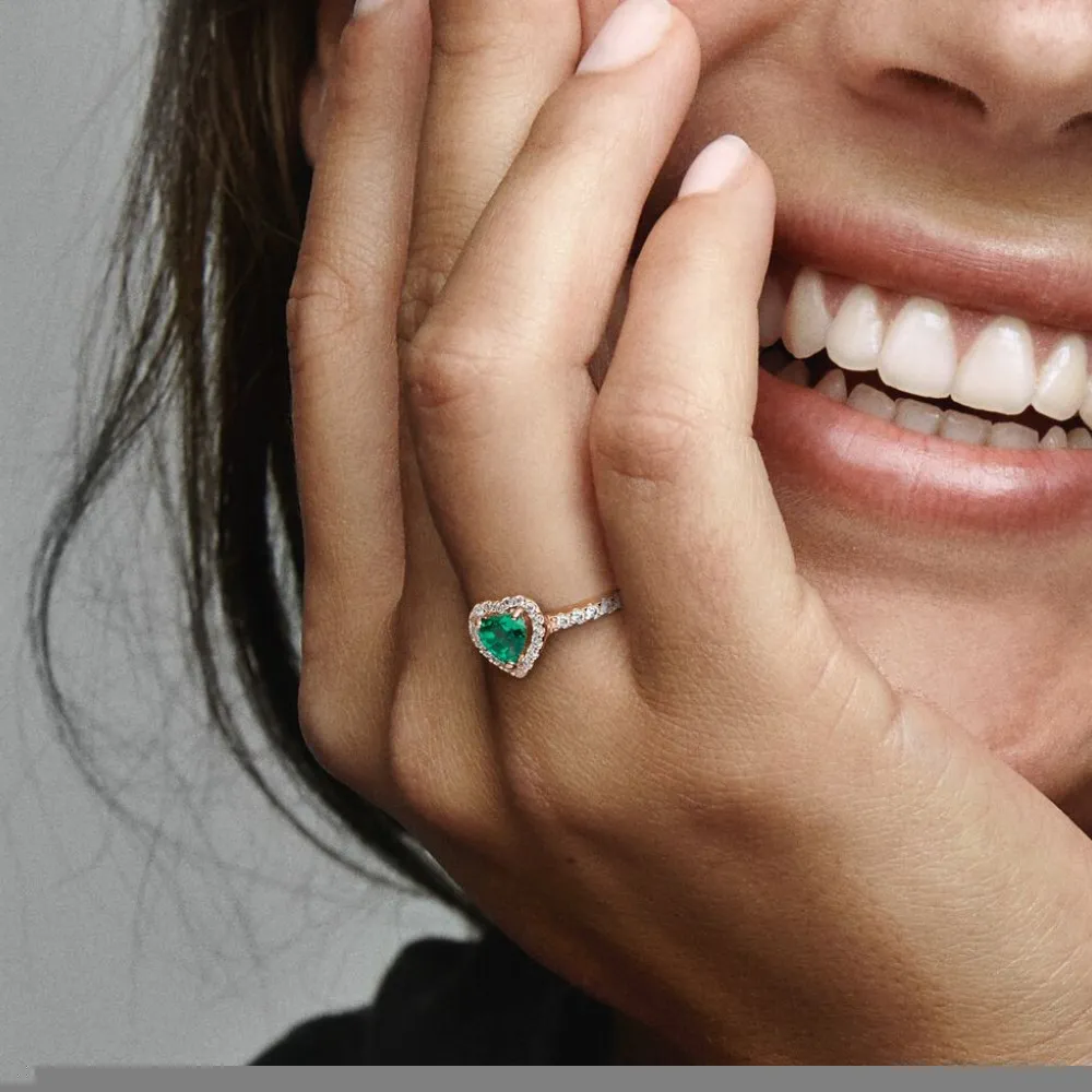 Anello Pandora Cuore in Rilievo Verde 188421C03