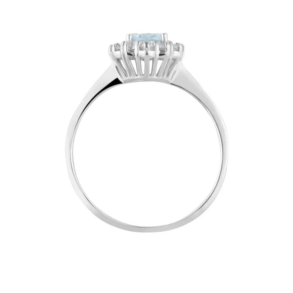 Anello Solitario Acquamarina Oro Bianco 750/1000 Acquamarina 0,65 ct Diamante Bianco 0,21 ct 1664972