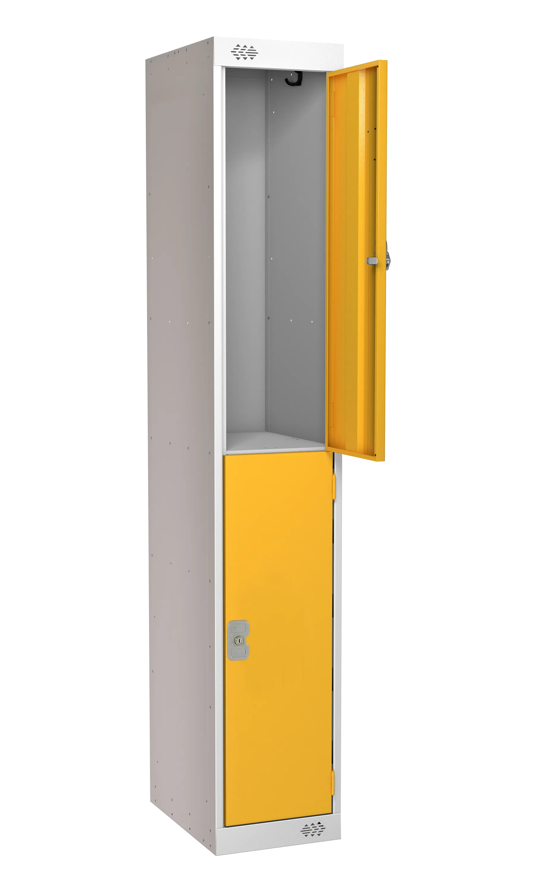 Armadietto Acciaio Grigio chiaro, Giallo RS PRO 2 porta No, 1800 mm x 300 mm x 380mm