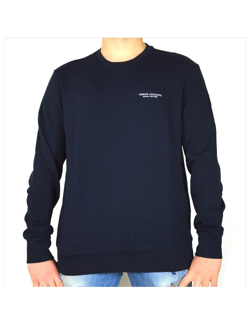 ARMANI EXCHANGE maglia uomo felpa girocollo blu 8nzm93