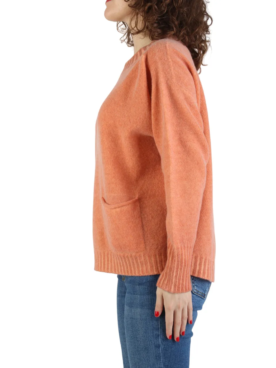 Arovescio maglione in lana e cashmere con tasche arancio