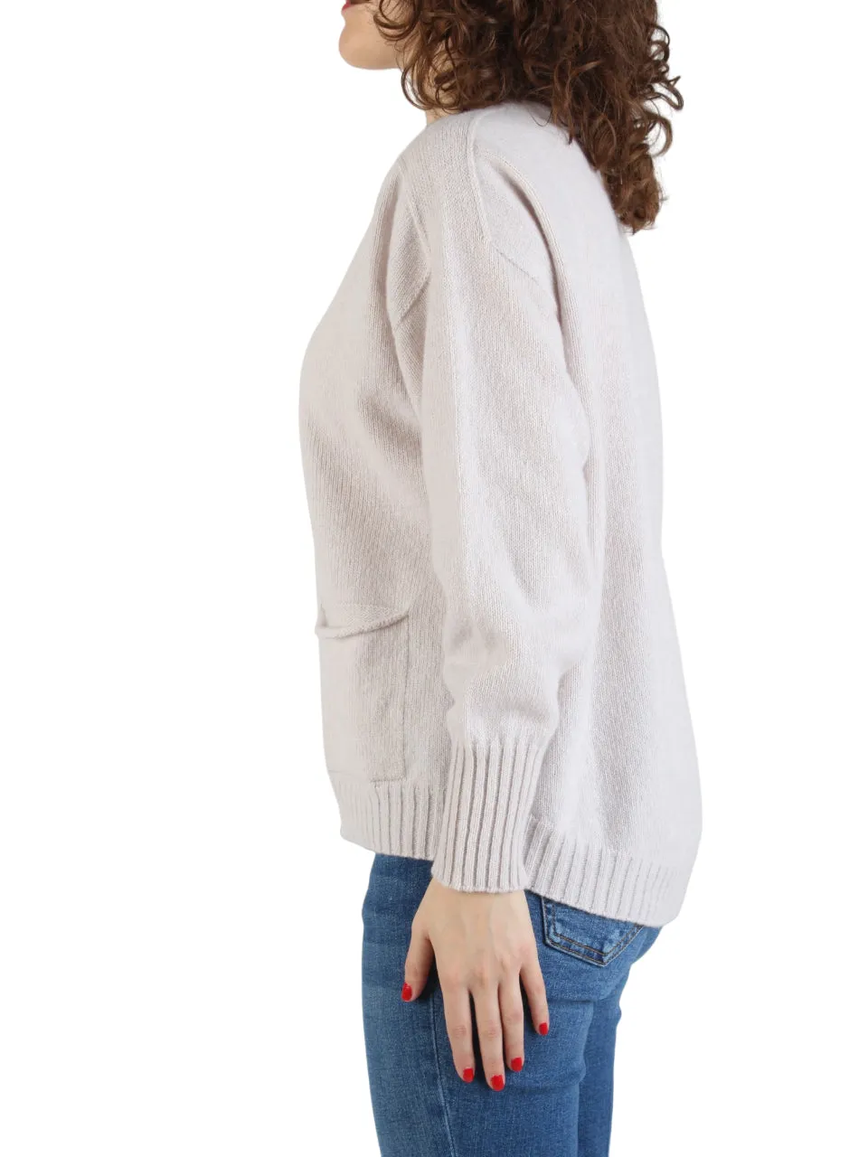 Arovescio maglione in lana e cashmere con tasche ecrù