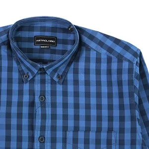 Ast camicia manica lunga uomo quadri blu