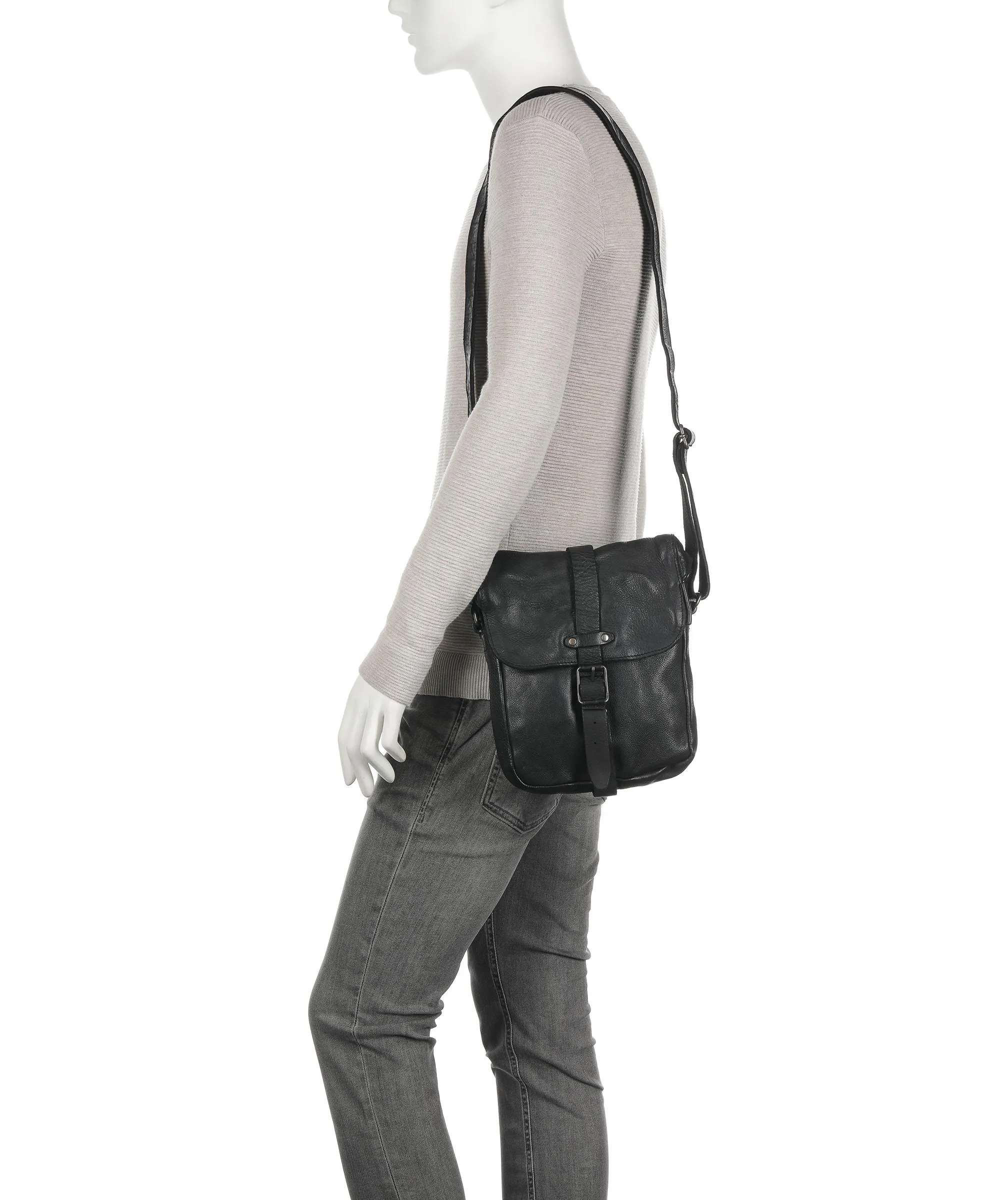  Aunts & Uncles Barbershop Goatee Borsa a tracolla pelle granulata nero  