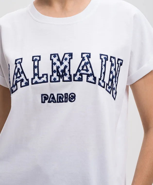 Balmain T-shirt bianca con logo DF0EF010BC83